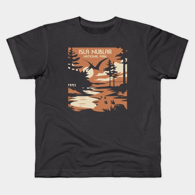 Isla Nublar National Park Kids T-Shirt by DreadfulThreads